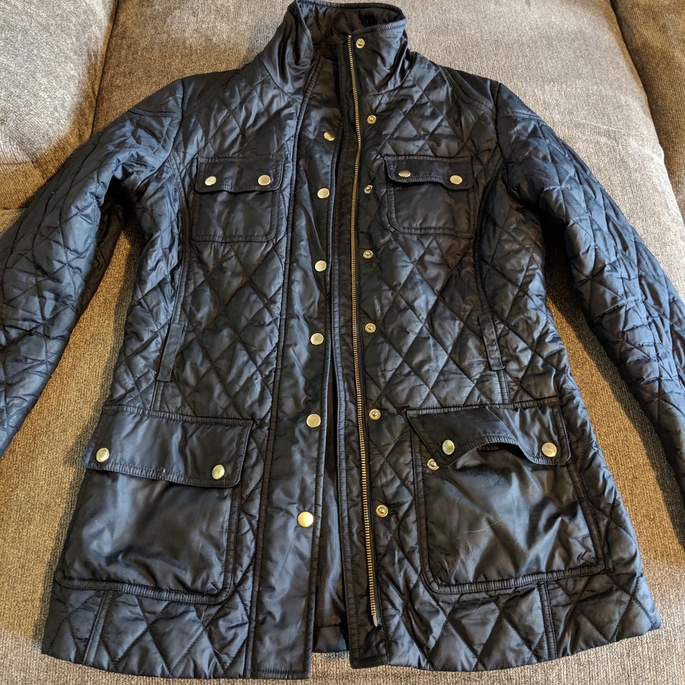 Dark Blue Quilted Jacket